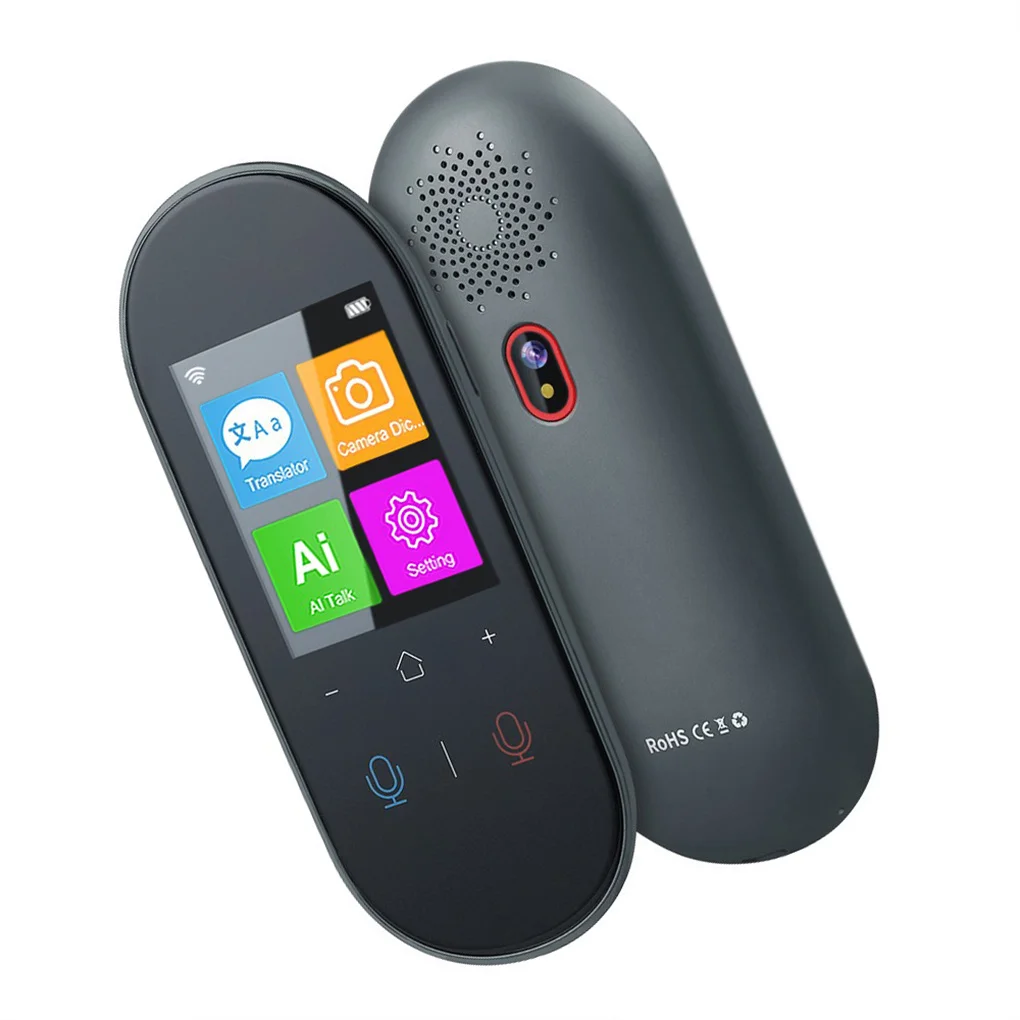 

Portable Language Translator with Camera Smart Speaker Interpreter Device School Interview Travel Equipment Gray