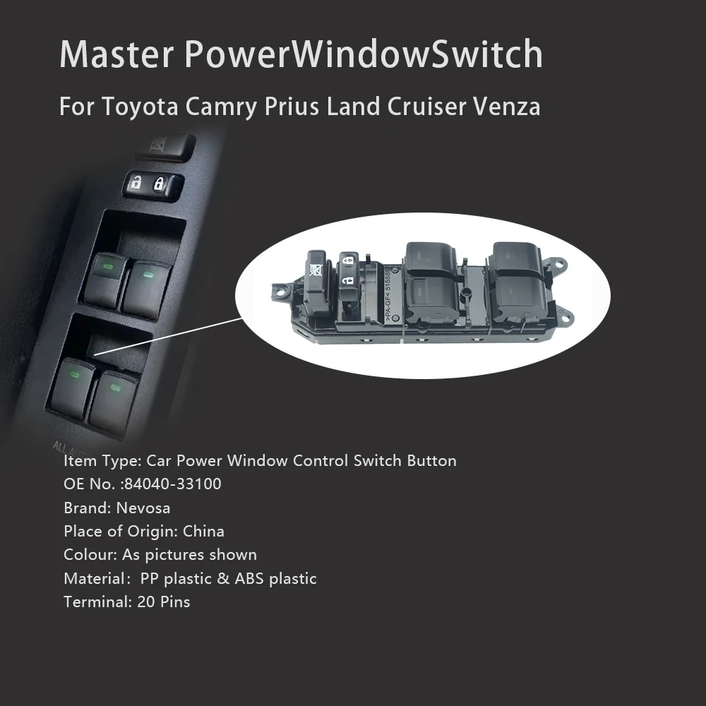 Фото Кнопка управления стеклоподъемником Car Master для Toyota Camry 2009-2011, Prius 2010-2014, Land Cruiser, Lexus 84040-33100 №3