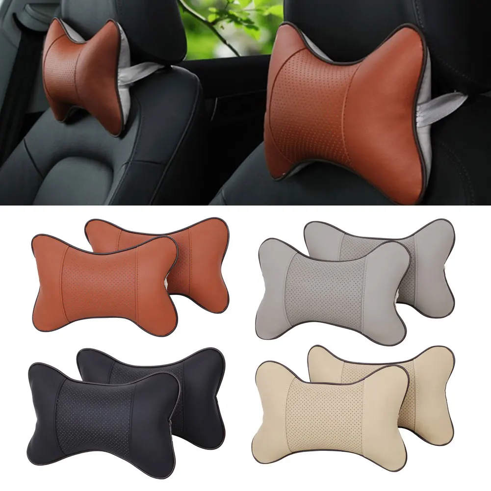 

1pc Car Neck Pillows 27x18x9cm Seat Head Headrest Support Cushion Pad Leather Backrest Bone Protector Auto Interior Accessories