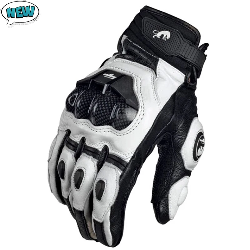 

4 Season Driving Supertech Black/White Motorcycle Leather Gloves Racing Glove Motorbike Cowhide Racing Bike Knight Mens Women