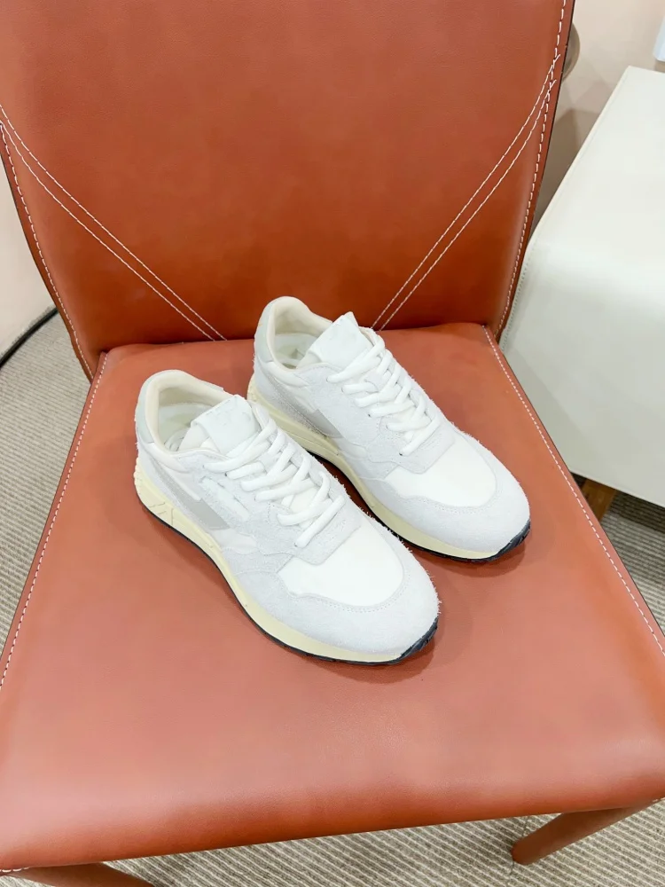 Euro-American 2024 Spring Autumn New Color collage White shoes leather plate. plate sole Fashion couple Women's Sports and Leisure