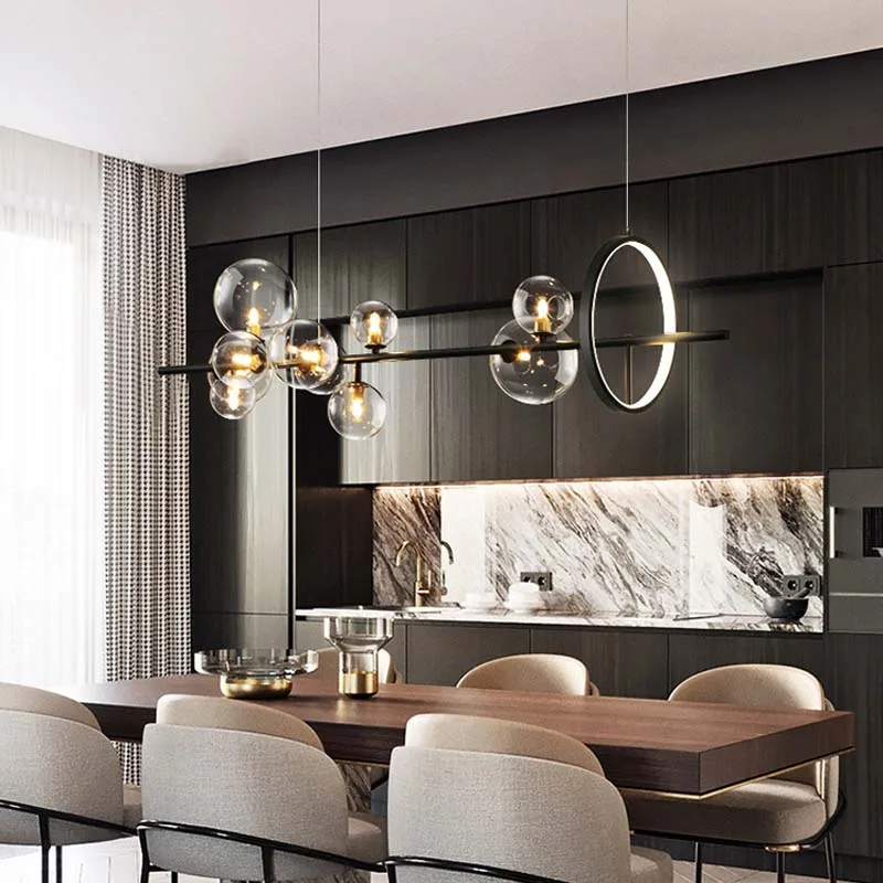 Современные Искусственные стеклянные лампочки люстры обеденный стол потолочный