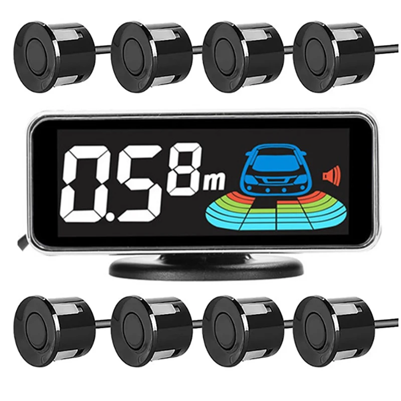 

Комплект нескольких радарных датчиков парковки с подсветкой, парктроник, светодиодный дисплей, резервный монитор, детектор, помощник, датчик 4/8, сигнализация