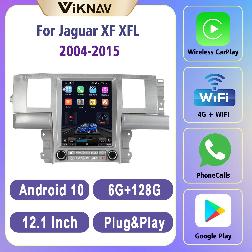 

Автомобильная магнитола, 12,1 дюйма, Android 10, 6 + 128 ГБ, для Jaguar XF XFL 2004-2015, навигация GPS, вид 360, оригинальная автомобильная функция Plug & Play