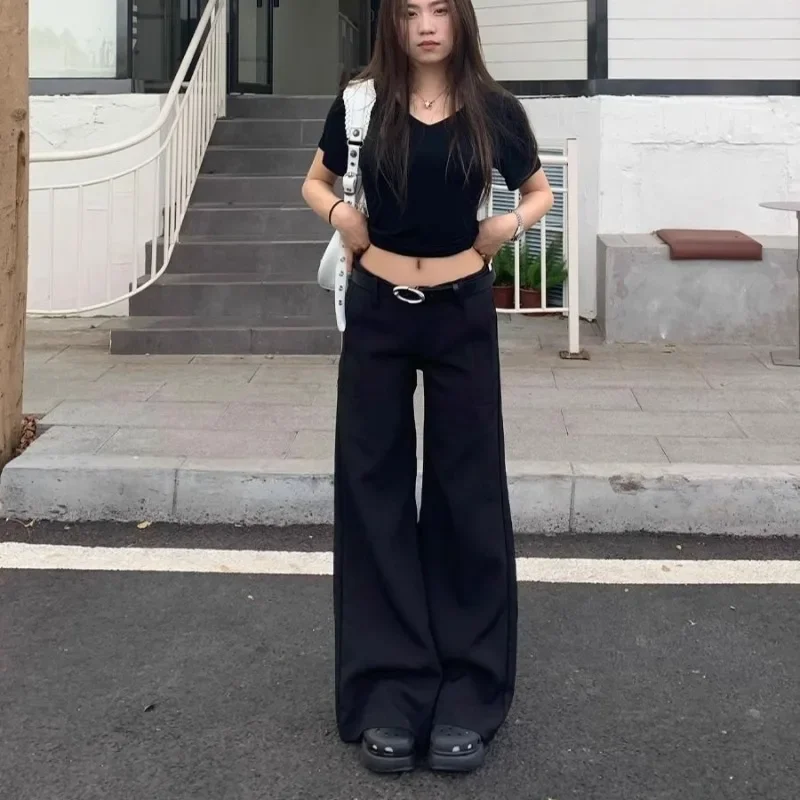 Джинсы для женщин универсальные черные с низкой талией осенние новые эластичные