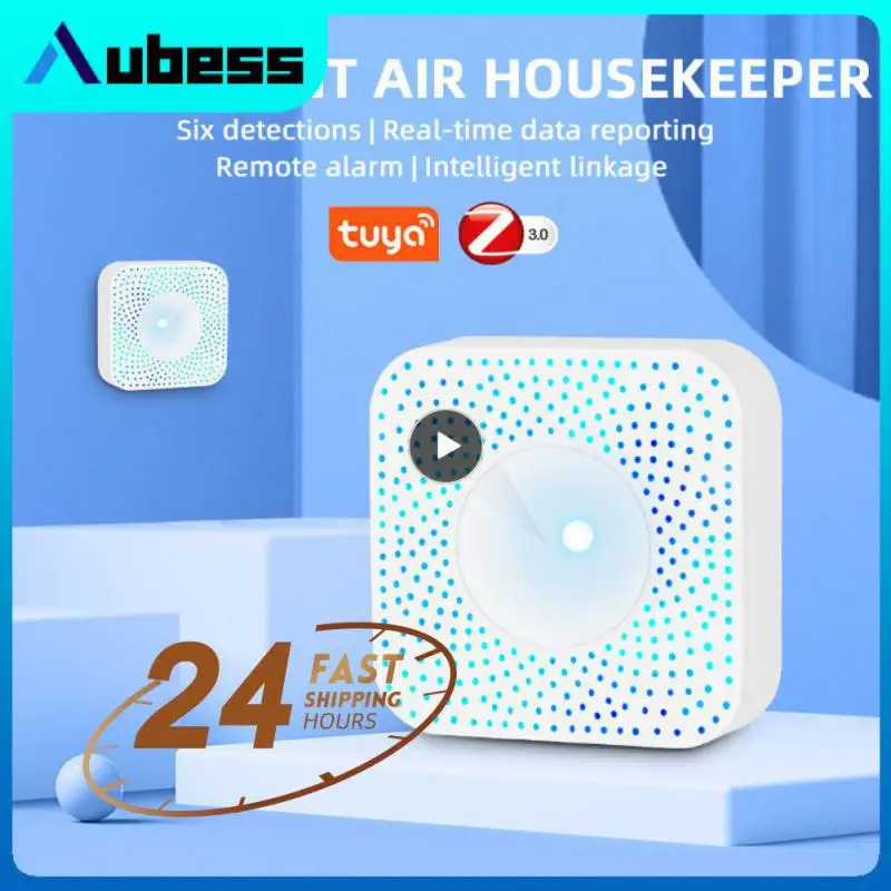 

1/2/3PCS Mini Air Housekeeper 6 In 1 Automation Alarm Detector Pm2.5 Co2 Formaldehyde Temperature And Humidity Detector Sensor