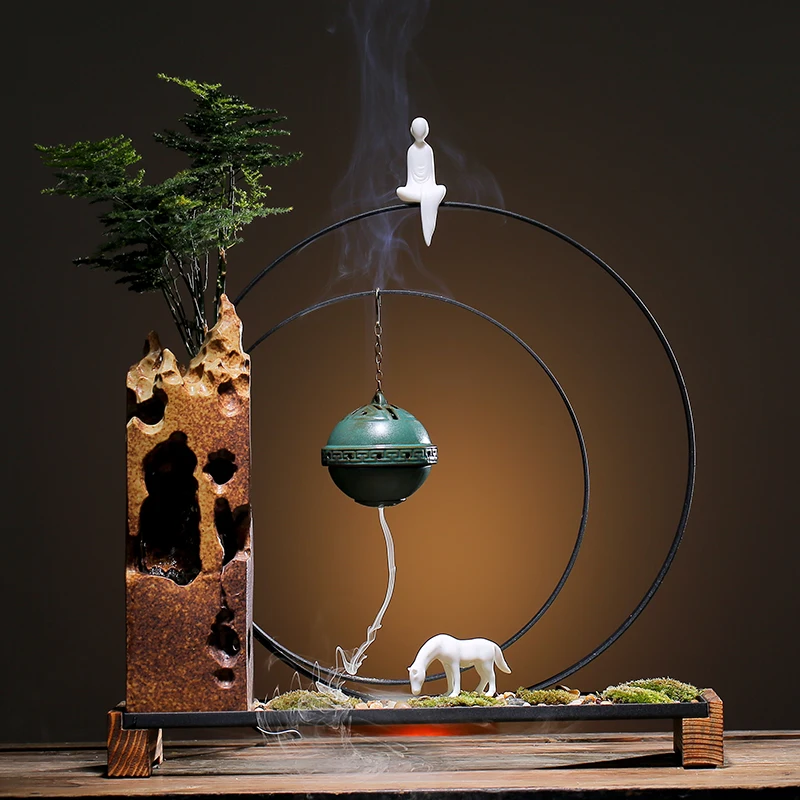 

Backflow Incense Swing Smoke Creative Rockery Micro Landscape Large Desktop Backflow Incense Furnace Aromatherapy