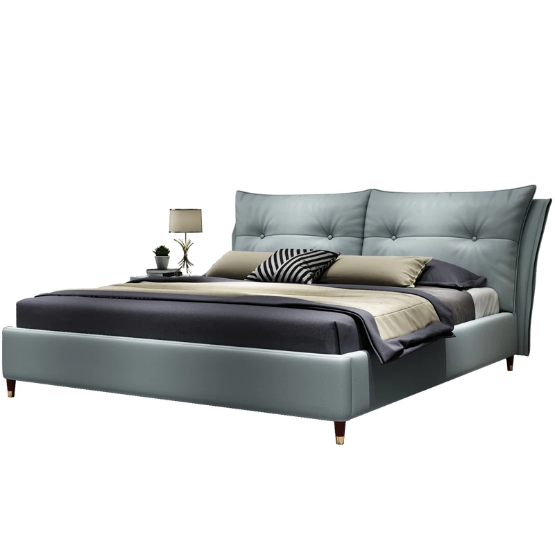 

1.8m Storage Bed Leather Upholstered Bed Modern Double Solid Wood Bed