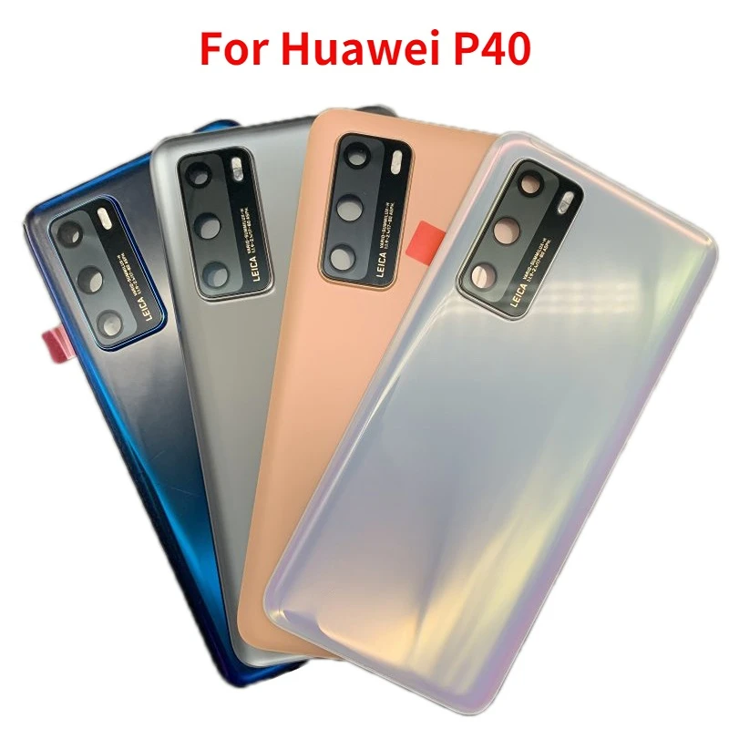 

100% Original Back Glass For Huawei P40 Back Battery Cover Rear Door Housing Case Spare Parts with Camera lens frame