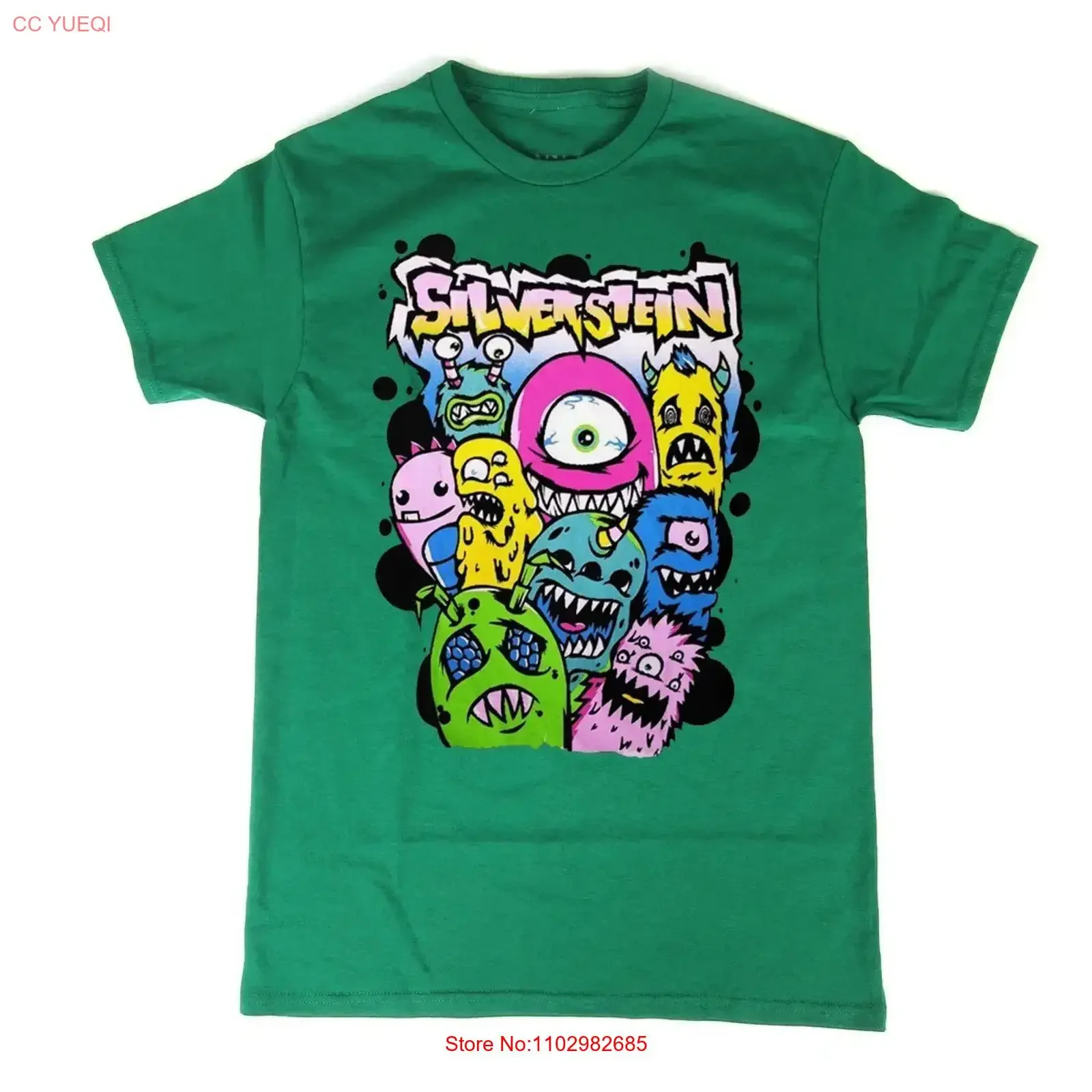 Фото Редкая футболка Silverstein Band Discovering The Waterfront Green размеров S-5XL, CL420, винтажная, с эффектом потертости, стильная, эластичная, с графическим принтом. №1