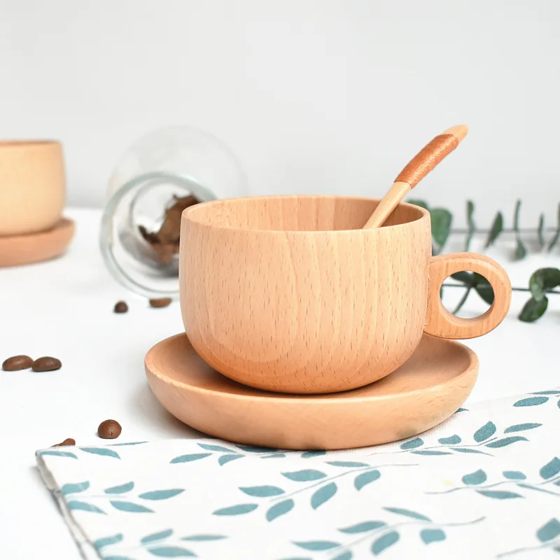 

Modern Minimalist Cup and Saucer Set Japanese Wooden Small Tea Handleless Tazas De Te Home Restaurant Beer Mug Coffee Mug Mug