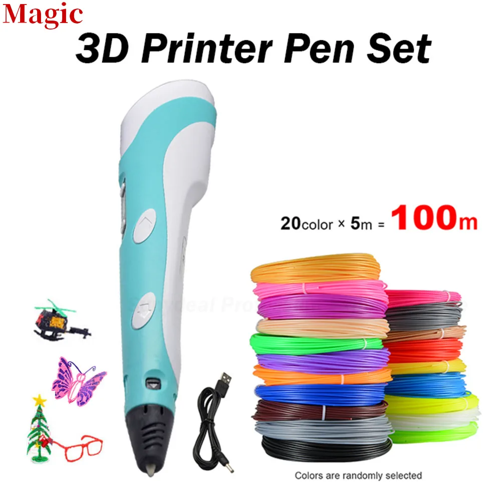 3D Printer Pen Screen DIY 3 D Printing 20m ABS Filament Set Creative Toy Designer Kids Drawing s Gifts Christmas Birthday