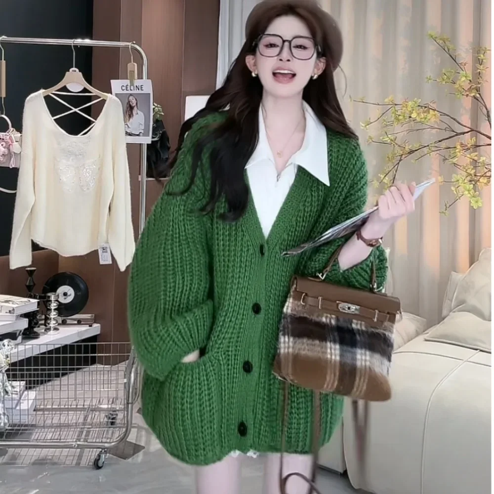 Вязаная куртка в стиле Idle женская осенне-зимняя новинка свободный крой