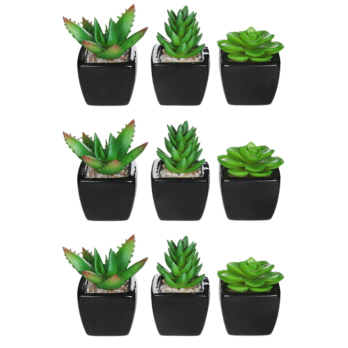 

3 pcs Artificial Succulents Landscape Fleshy Green Succulents Pot Artificial Bonsai for Garden Home