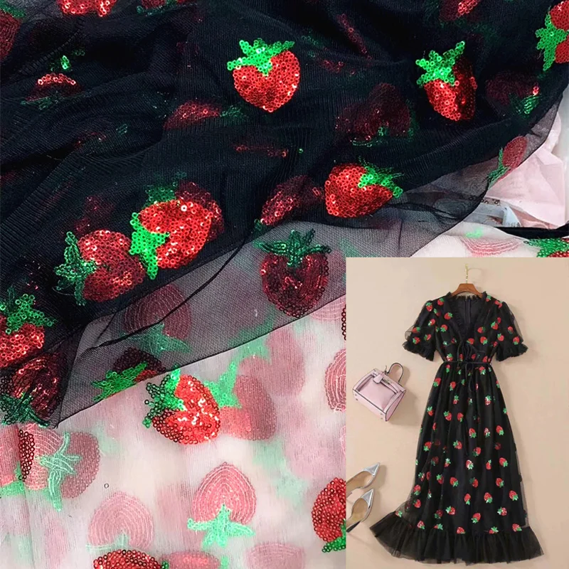 Высококачественная сетчатая кружевная ткань с блестками и вышивкой в виде