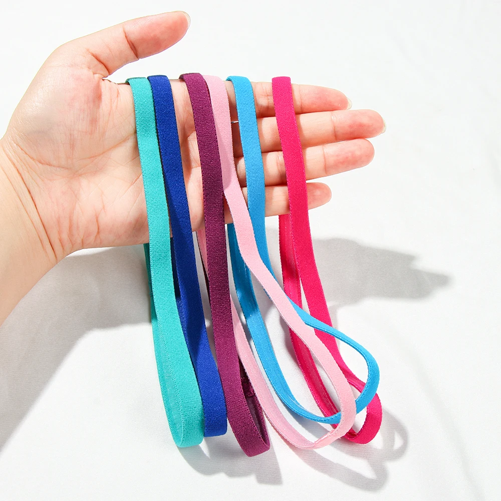 Anti-slip Elastic Headband Rubber Yoga Hair Bands For Women Men Running Fitness Sports Football Stretch Sweatband Candy Color images - 6