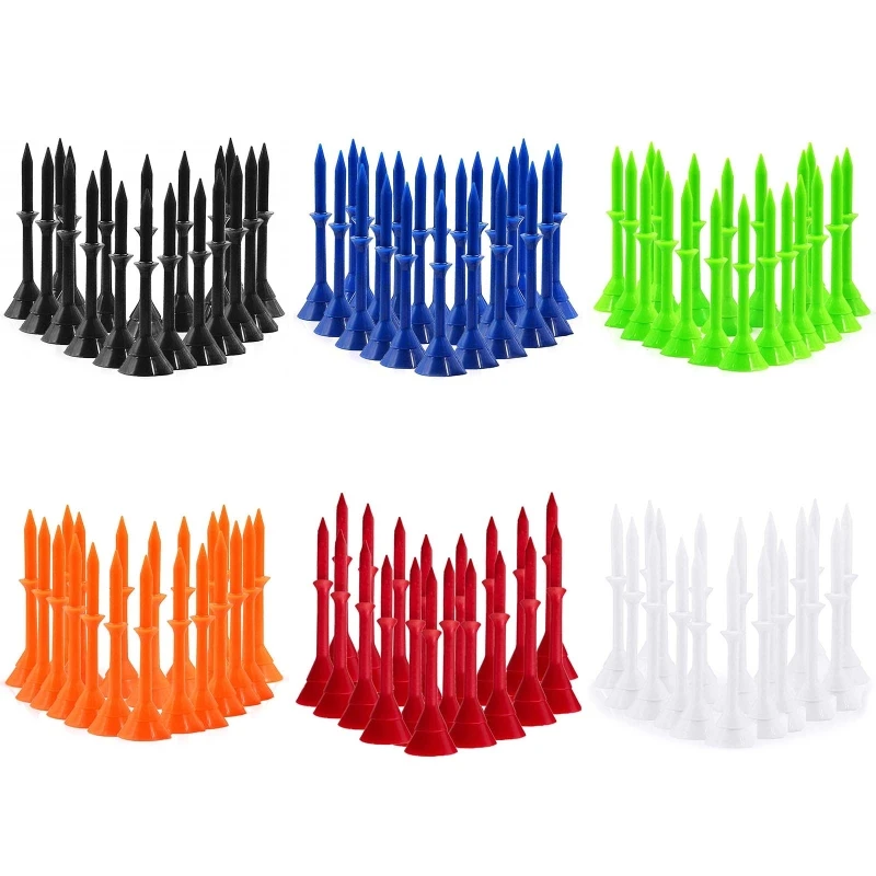 

50Pcs Golf Tees Unbreakable Step Down Plastic Mixed or Same Height Value Long Short Colorful Golf Tees Pack for Drop Shipping