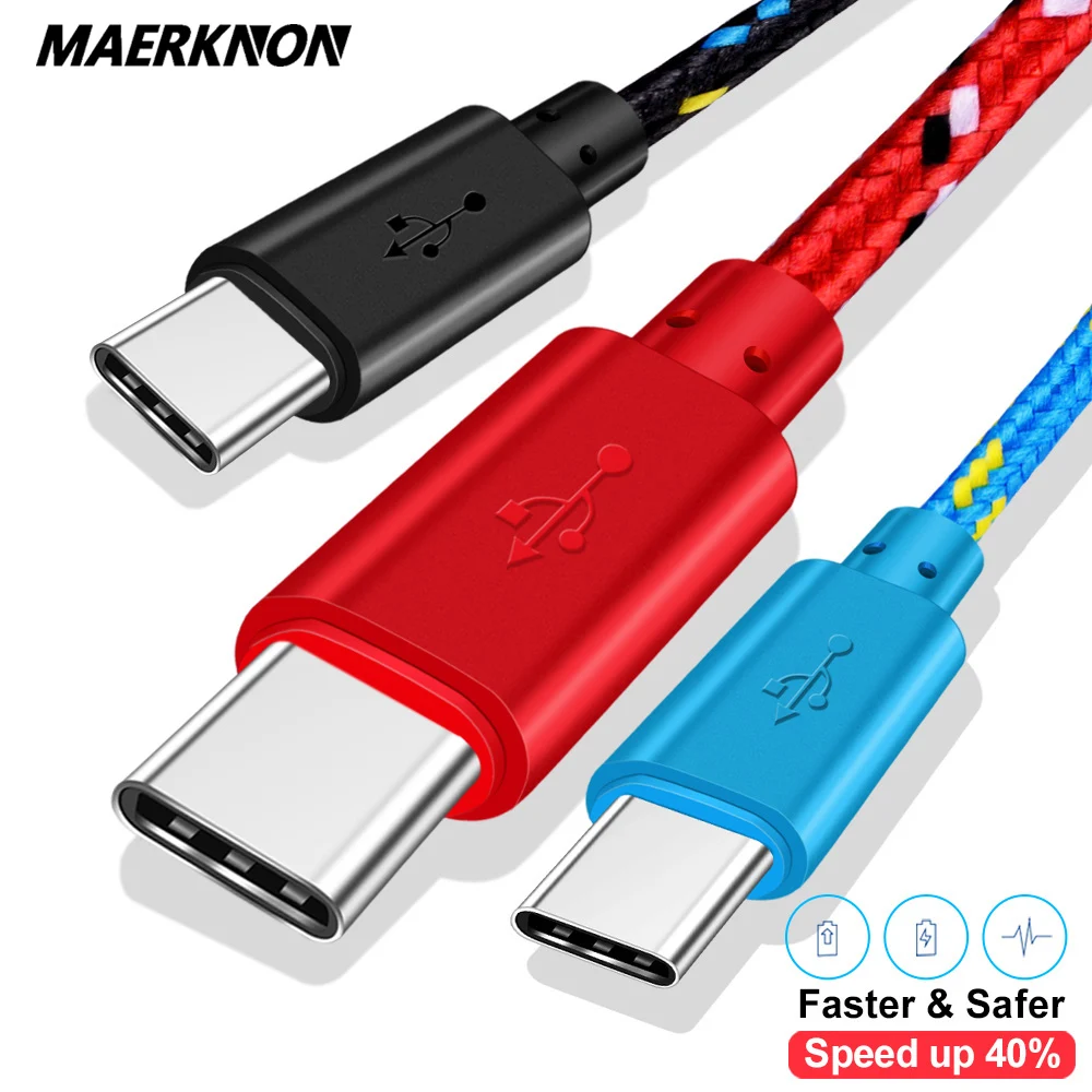 Кабель USB Type-C для быстрой зарядки Samsung S20 S21 Xiaomi Huawei Oneplus зарядный шнур в нейлоновой
