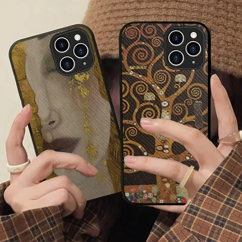 

Kiss By Gustav Klimt Phone Case Hard Leather Case for iPhone 11 12 13 Mini Pro Max 8 7 Plus SE 2020 X XR XS Coque