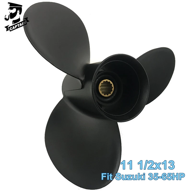 Captain Marine Boat Outboard Propeller 11 1/2X13 Fit Suzuki Engines 40HP 50HP DT40C DT50A DF40 DF50 DT40 DT55 13 Splines 3 Blade