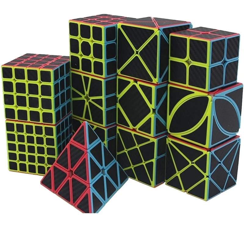 

QIYI 11 Kinds Cube 2x2 3x3x3 4x4 5x5 Carbon Fiber Sticker Speed Magic Cubes Puzzle Toy Children Kids Gift Toy Adult