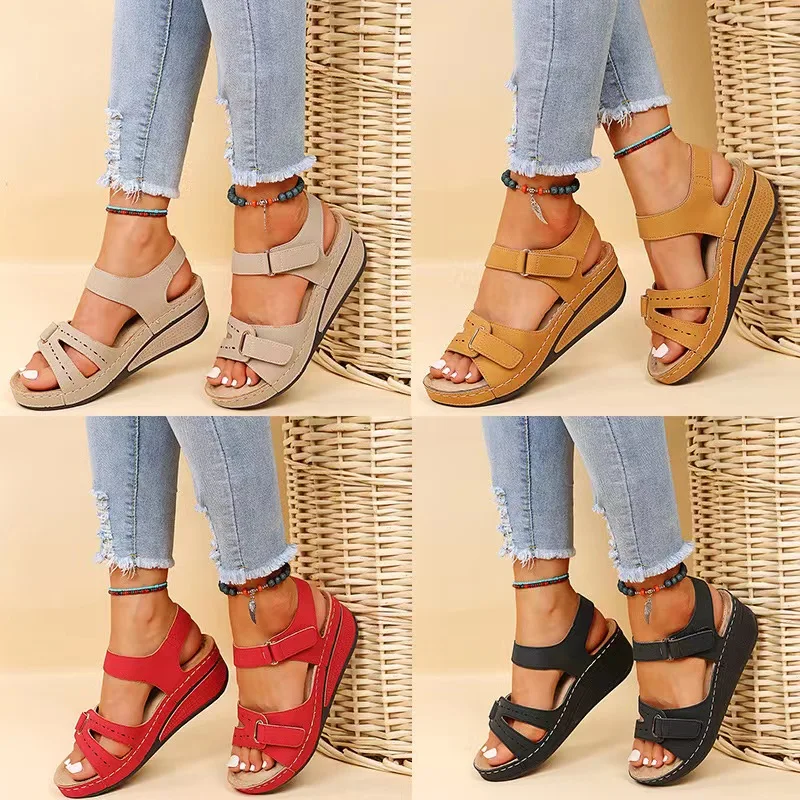 Large Size Women Sandals Gladiator Platform Female Sandals Summer Outdoor Women's Sandals Beach Casual Shoes Soft Flats 2023 New