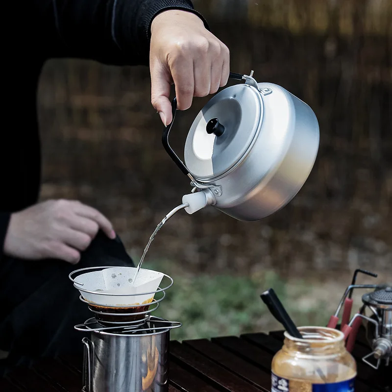 0.8L Outdoor Camping Picnic Teapot Kettle Lightweight Aluminum Alloy Coffee Water Collector Portable Hiking Backpacking Kettle