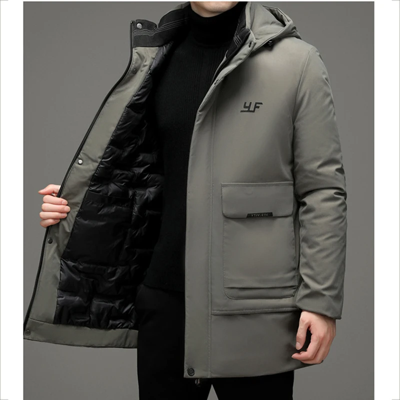 

Утолщенная теплая зимняя дизайнерская Роскошная Модная парка высшего качества с капюшоном, Мужская ветровка, пальто, одежда для мужчин-40