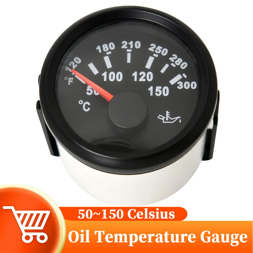 

52 мм измеритель температуры масла для лодки с красной подсветкой 50-150 градусов Цельсия датчик температуры масла M16 для автомобиля яхты 12/24 в