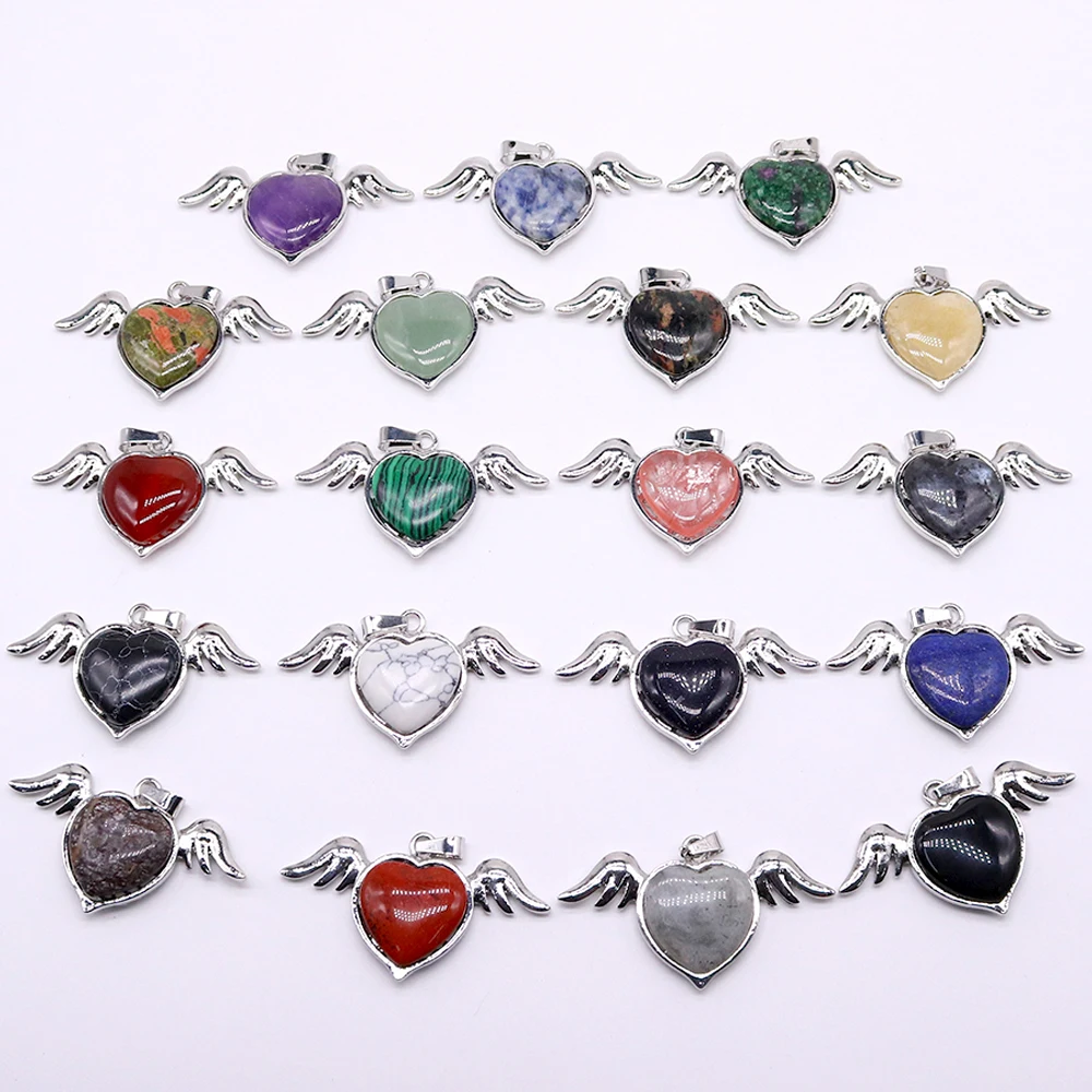 Подвеска из натурального камня в форме сердца зеленый авантюрин аметист агат