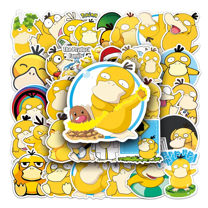 

50pcs Pokemon Psyduck Cartoon Riman Waterproof Sticker Children's Holiday Gift Reward Sticker