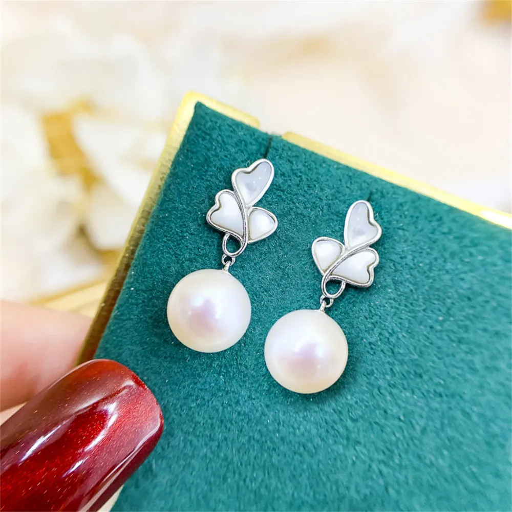 

DIY Pearl Earnail Accessories S925 Sterling Silver Jewelry Fashion Earrings Women's Empty Fit 8-12mm Beads