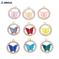 12pcs trendy crystal butterfly charms pendants supplies for handmade earrings bracelets necklaces diy jewelry making accessories