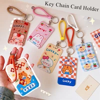 slide card holder cartoon keychain card cover animal pattern bus card holder school card cover creative portable cute multicolor