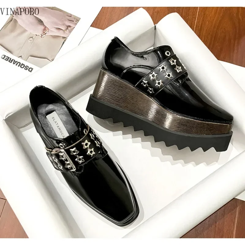 Женская обувь 2023 трендовые женские туфли со звездами и металлической пряжкой