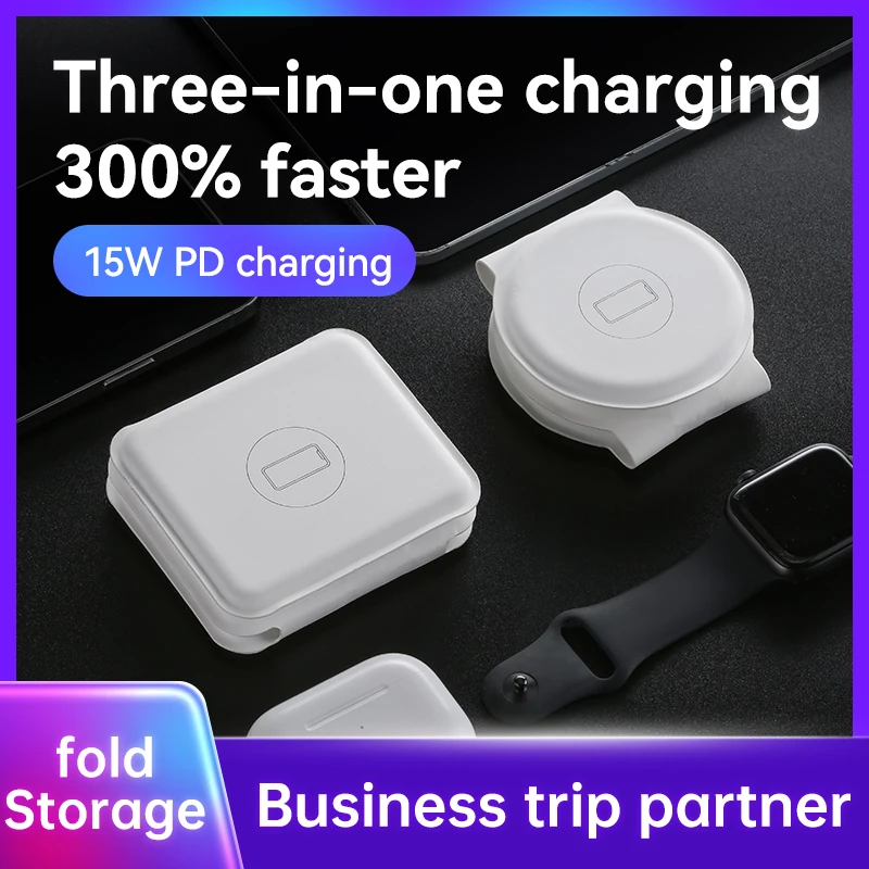 newest 15w fast charging pad folding 3 in 1 magnetic wireless charger dock for apple 12 i phone 13 i watch series free global shipping