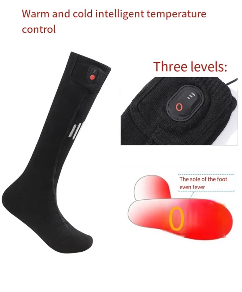 New three-speed heat socks long tube electric heating socks for men and women outdoor sports thickened ski