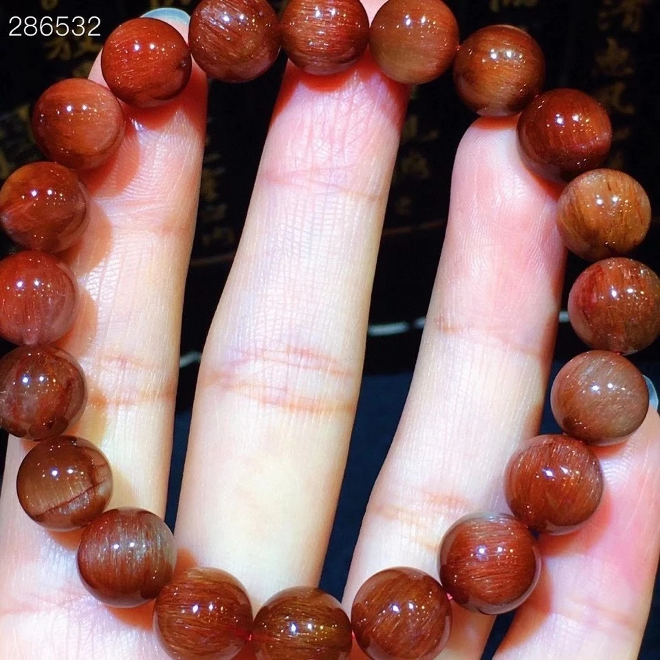 

Браслет из натурального красного рутилированного кварца с прозрачными круглыми бусинами, 9,6 мм, бразильский, женский, мужской, редкий, модны...