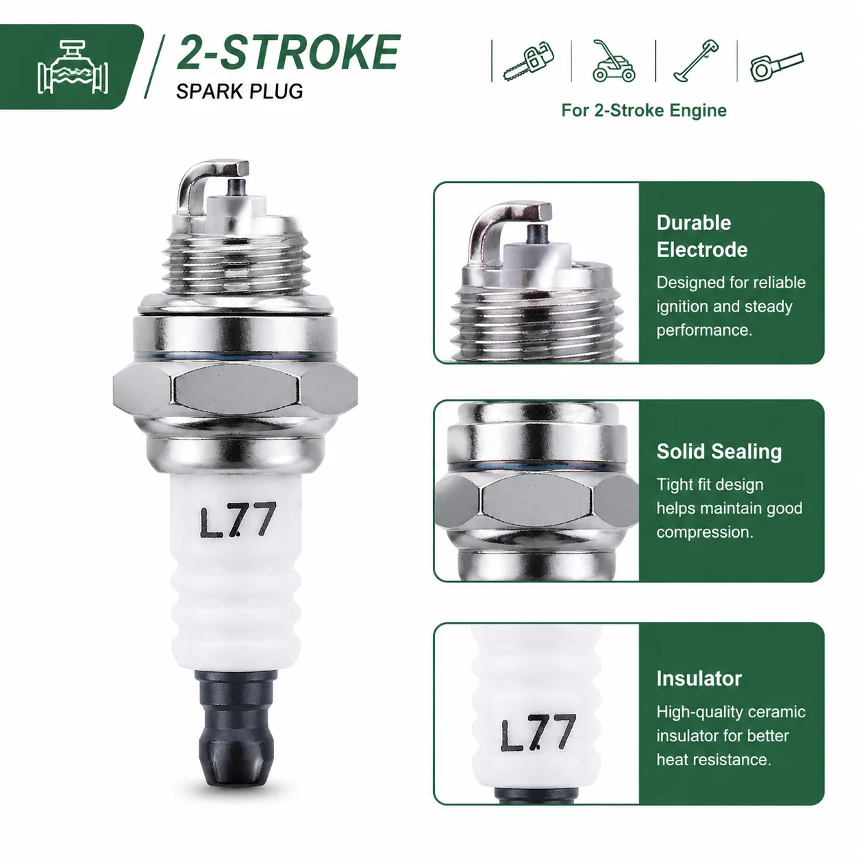 Фото Свечи зажигания для замены NGK BPM7A BM6A L7T RCJ6Y RCJ7Y WSR5F WS8E Champion RJ19LM, подходят для 2-тактных бензопил и воздуходувок объемом 33-52 куб. см. №4