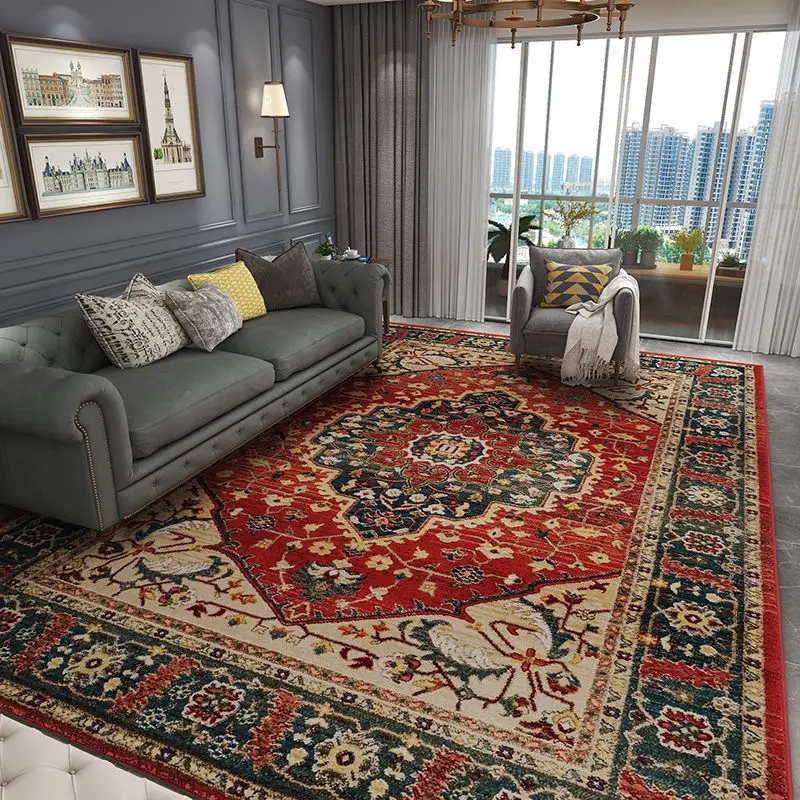 

Retro Luxury Large Area Rug Living Room Sofa Coffee Table Mat High Quality Study Lounge Rug Hotel Hall Carpet Home Decoration