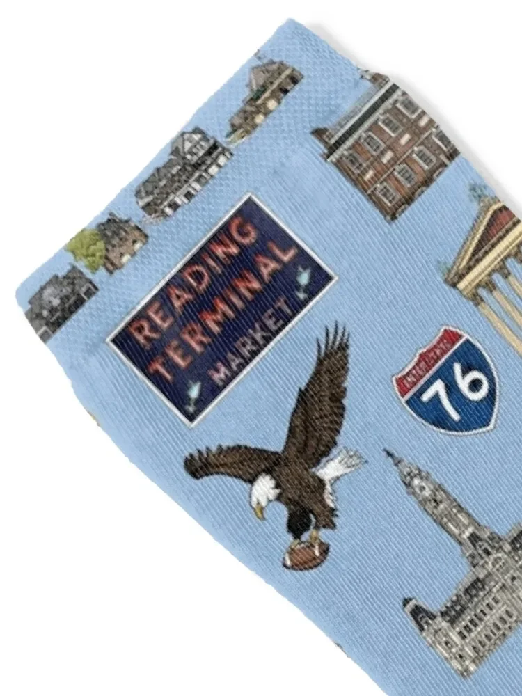 Philly Pattern - синие носки для спортзала футбола противоскользящие рождественский