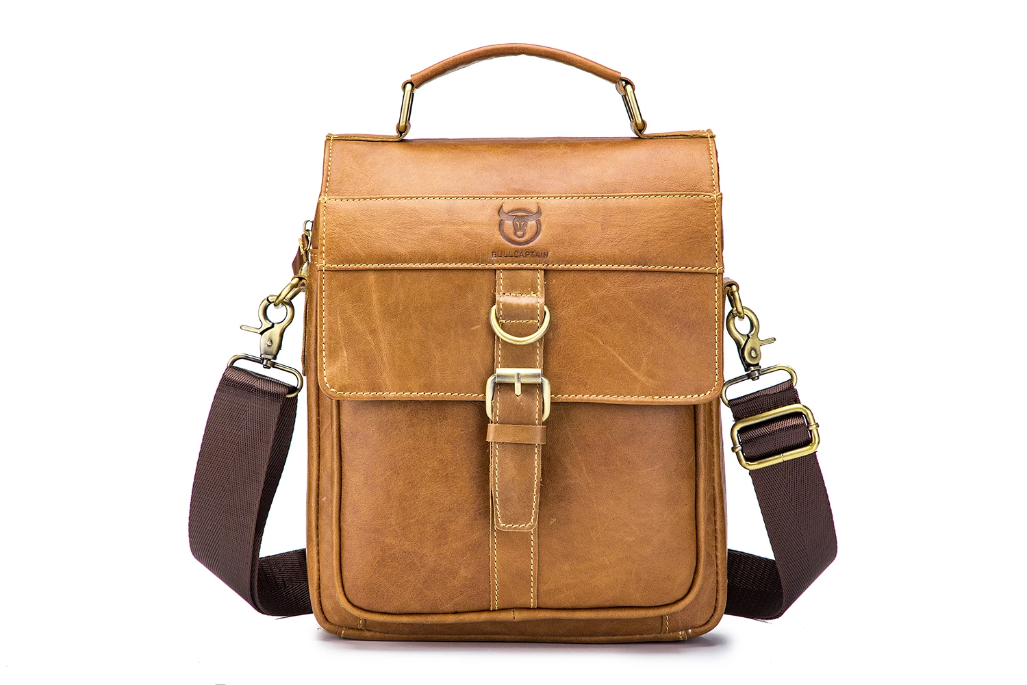 Man Bag Cow Leather Man's Casual One Shoulder Crossbody Bag Tablet Mobile Phone Leather Business Retro Portable Briefcase