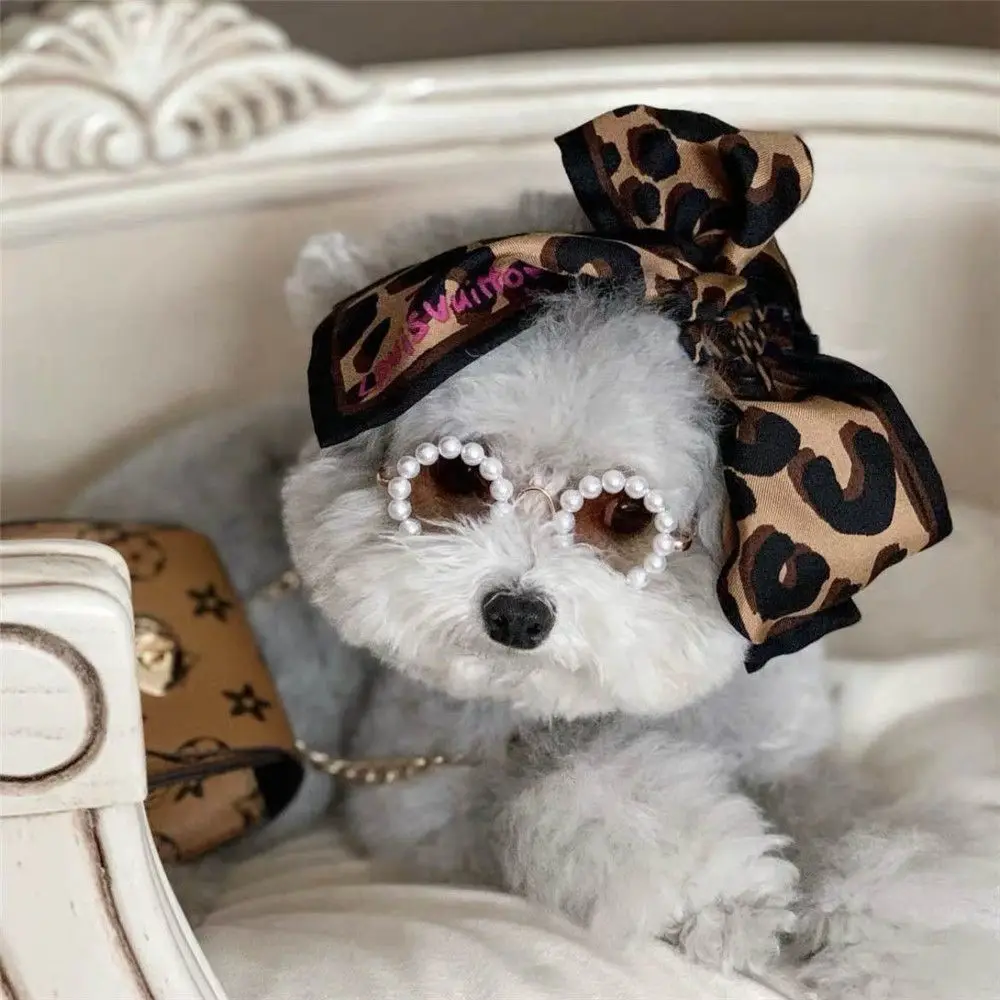 

Fashion Pet Supplies Lovely Headwear Pearl Glaesses Cat Sunglasses Dog Eye Wear Photos Props