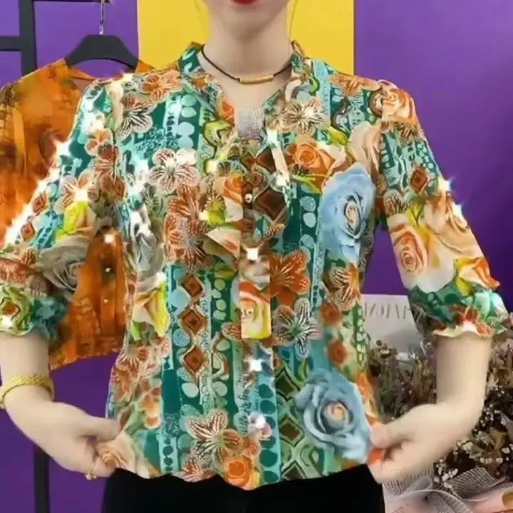 Новая шифоновая рубашка для матери среднего возраста модная маленькая в