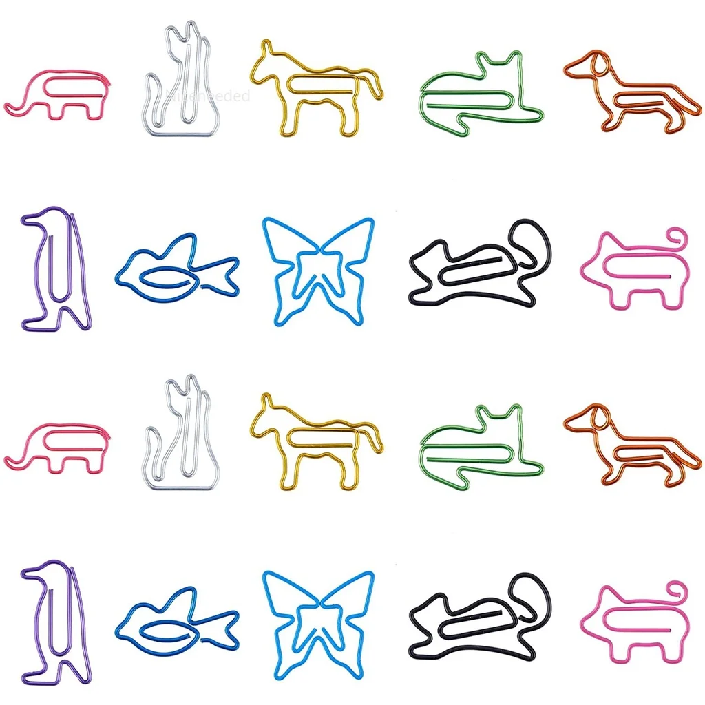 

60PCS Paper Clips Assorted Colors Animal Shaped Paperclip Fun Paper Clips Coated Bookmark Clips Office Supplies for Coworkers
