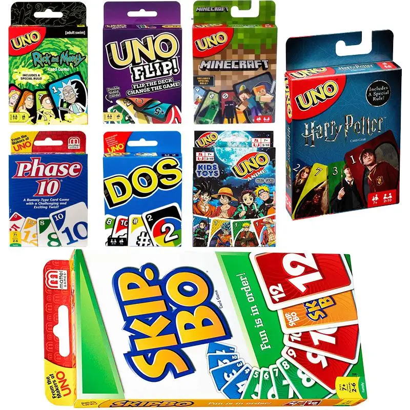 Mattel Uno-Гарри Поттер Minecraft мультфильм для домашнего развлечения покер Uno аниме