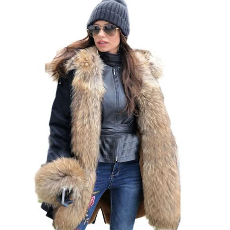 Waterproof Long Parka Hooded  Winter Warm Coat Real Fur Jacket Natural Fox Fur Collar  Parkas Luxury Women's Jacket Female Cloth