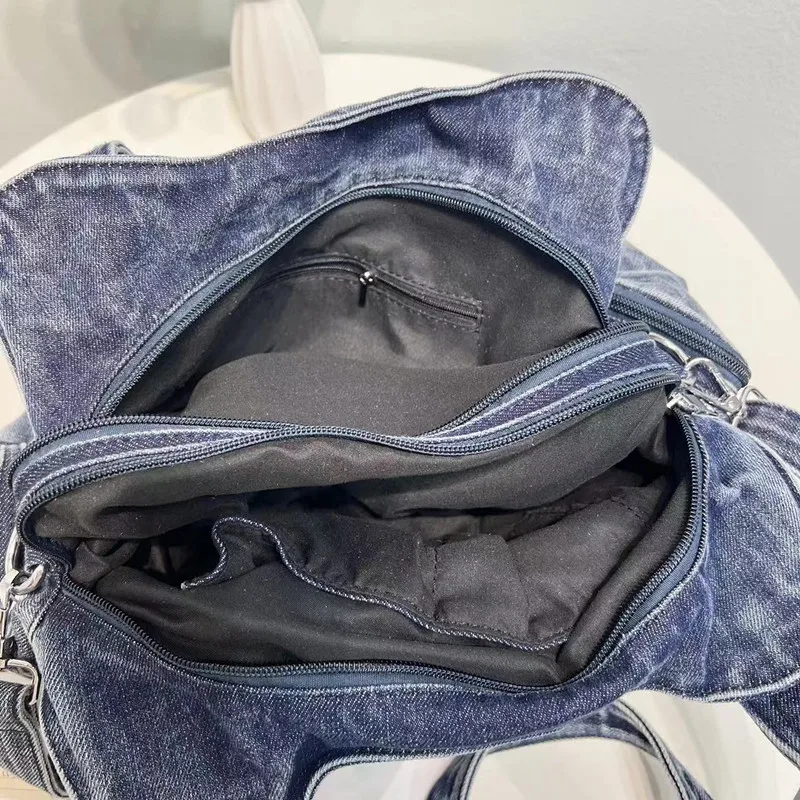 Женская джинсовая сумка в стиле панк голубая плетеная Сумочка через плечо с