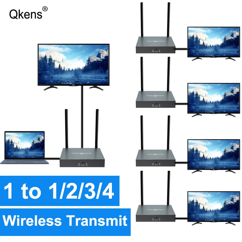 

200 м беспроводной Wi-Fi HDMI удлинитель видеопередатчик приемник от 1 до 2 3 4 разделитель экран для PS4 DVD камеры ПК к ТВ монитору