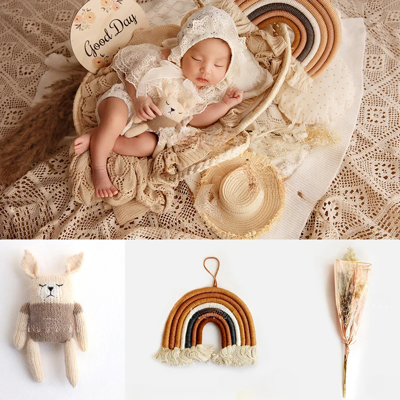 Набор Реквизитов Для Детской Фотографии Мягкая Одежда Шапка Вязаный Шарф Одеяло